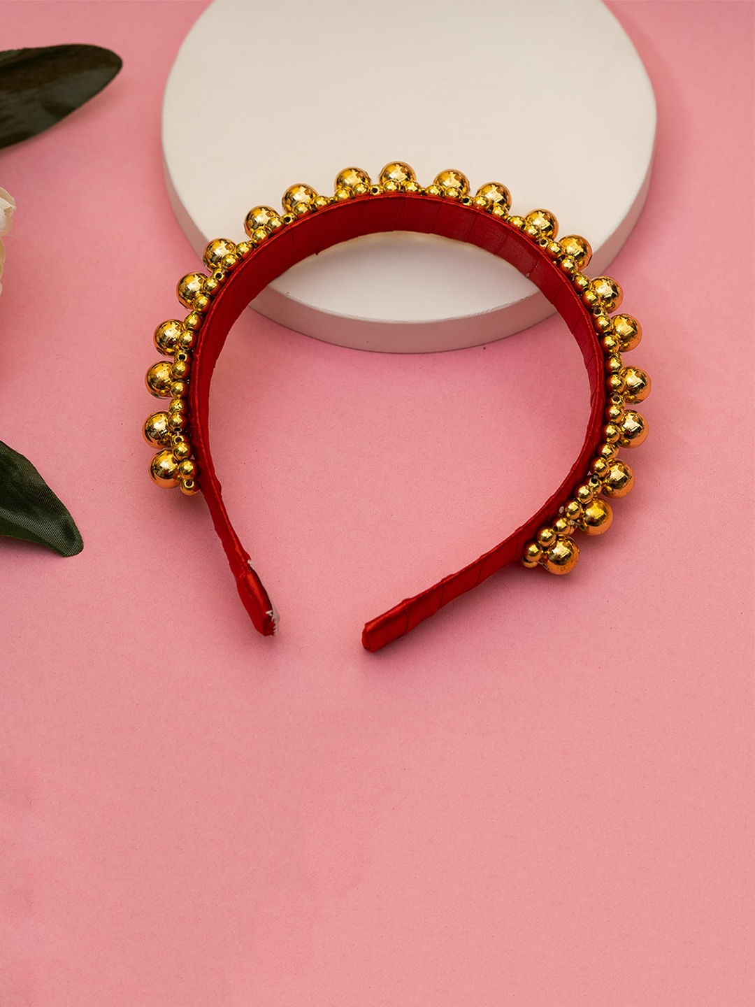 

Choko Girls Maroon & Gold-Toned Beaded Hairband