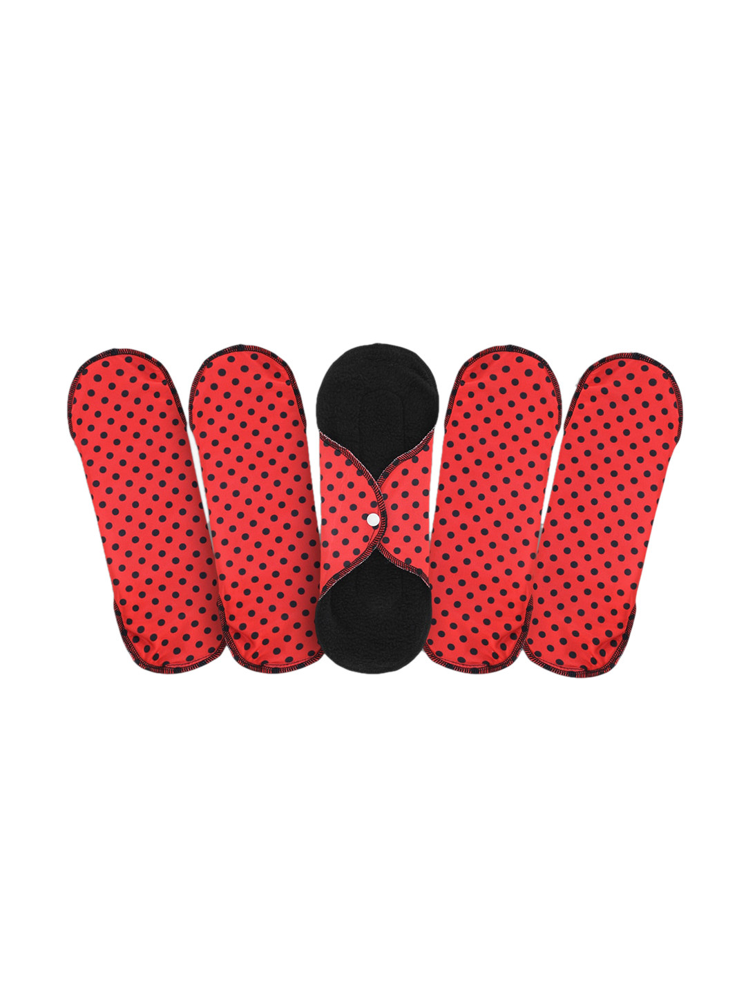 

CareDone Set of 5 Ultra Thin 4-Layered XL Rash Free Reusable Sanitary Cloth Pads - Red