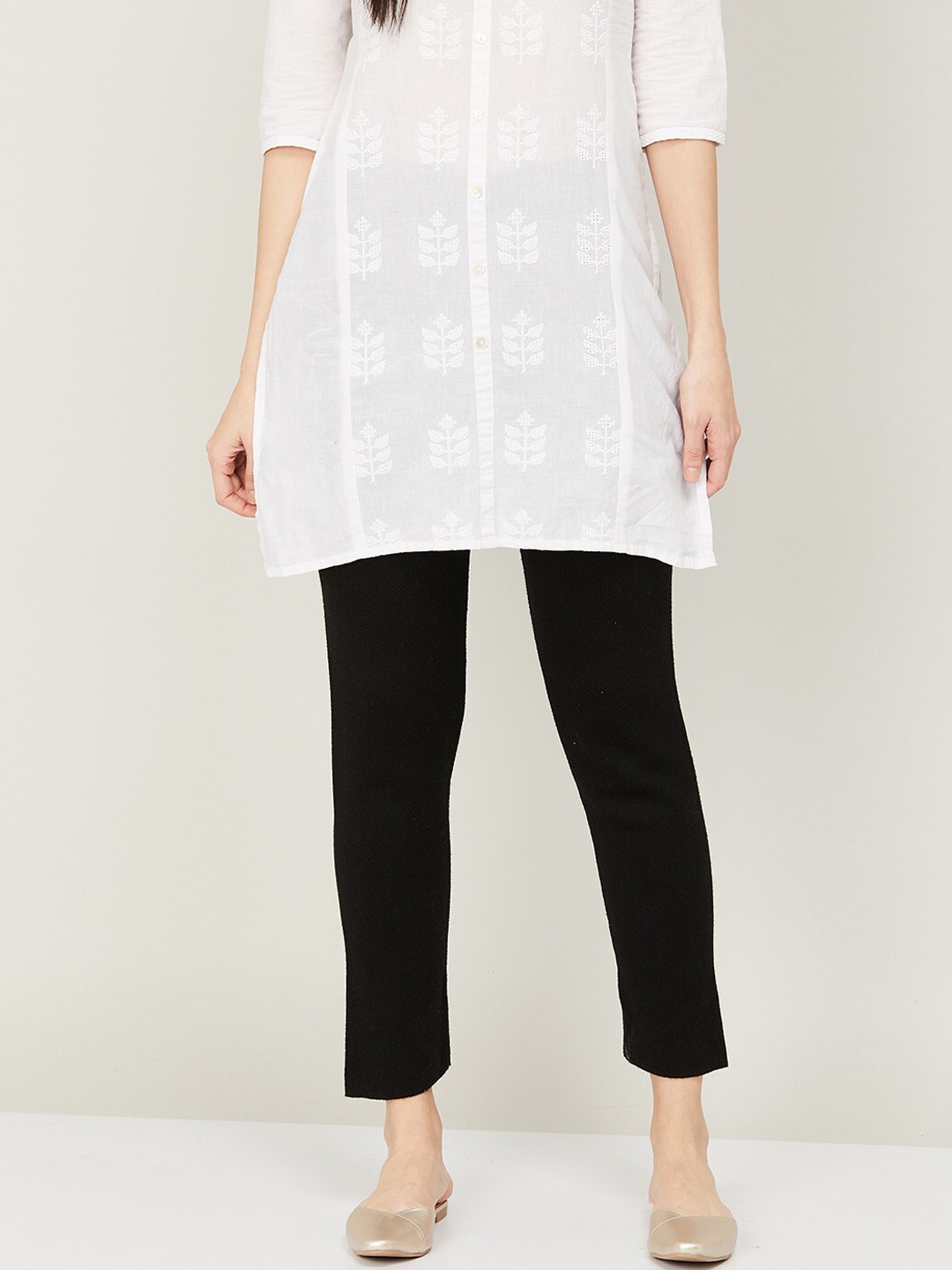 

Melange by Lifestyle Women Black Solid Acrylic Slim Fit Trousers