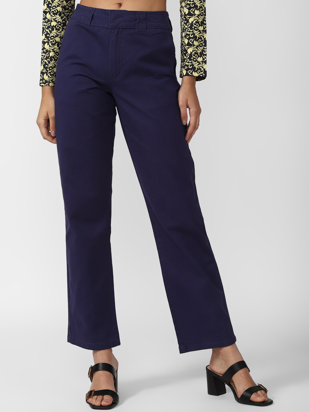 

FOREVER 21 Women Blue Straight Pure Cotton Jeans