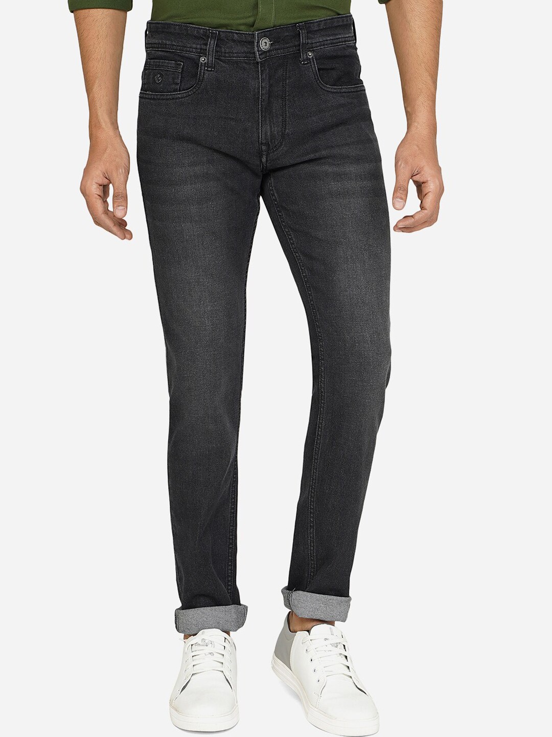 

Greenfibre Men Grey Slim Fit Cotton Heavy Fade Jeans, Grey melange