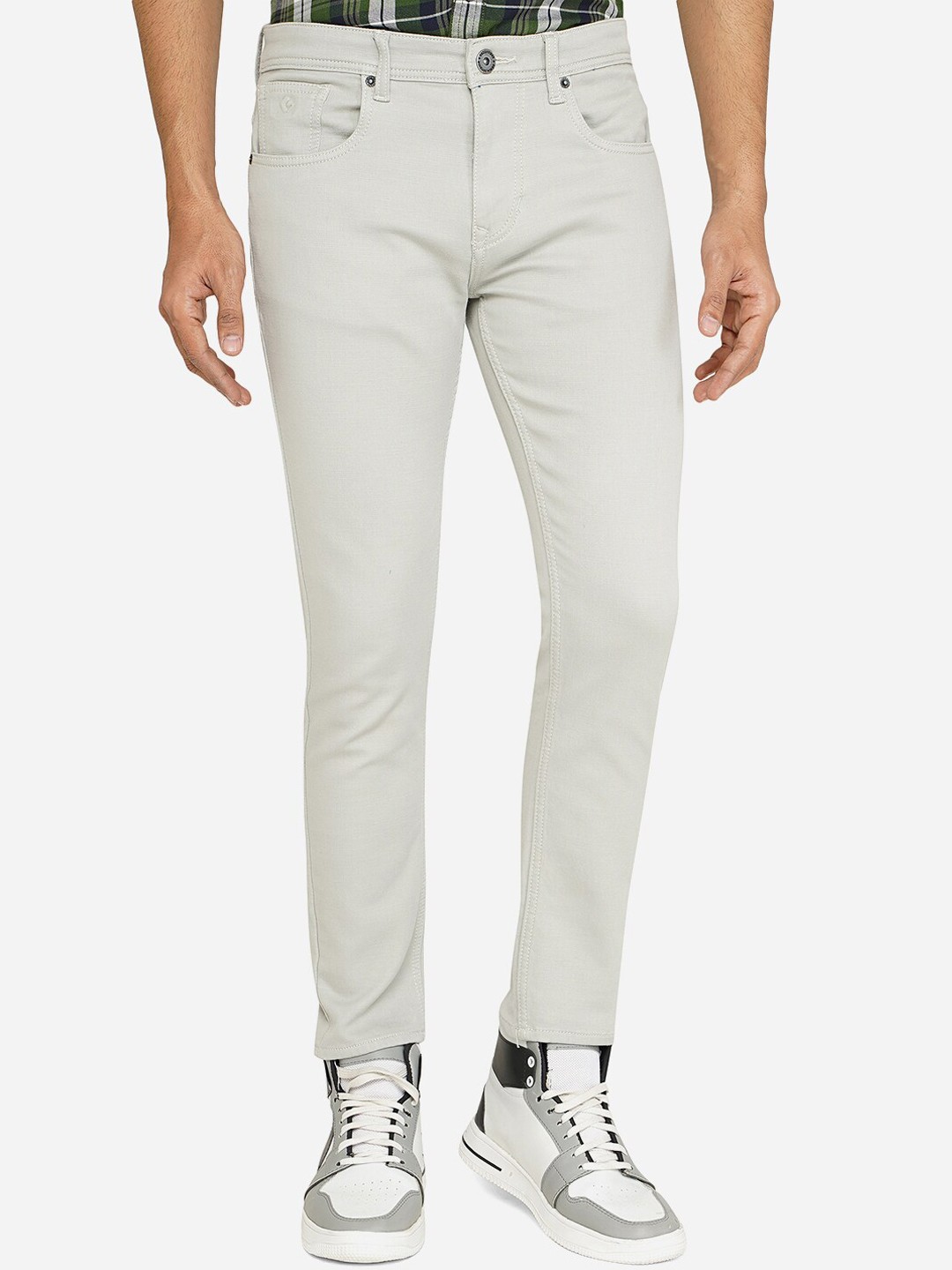 

Greenfibre Men Grey Slim Fit Cotton Jeans