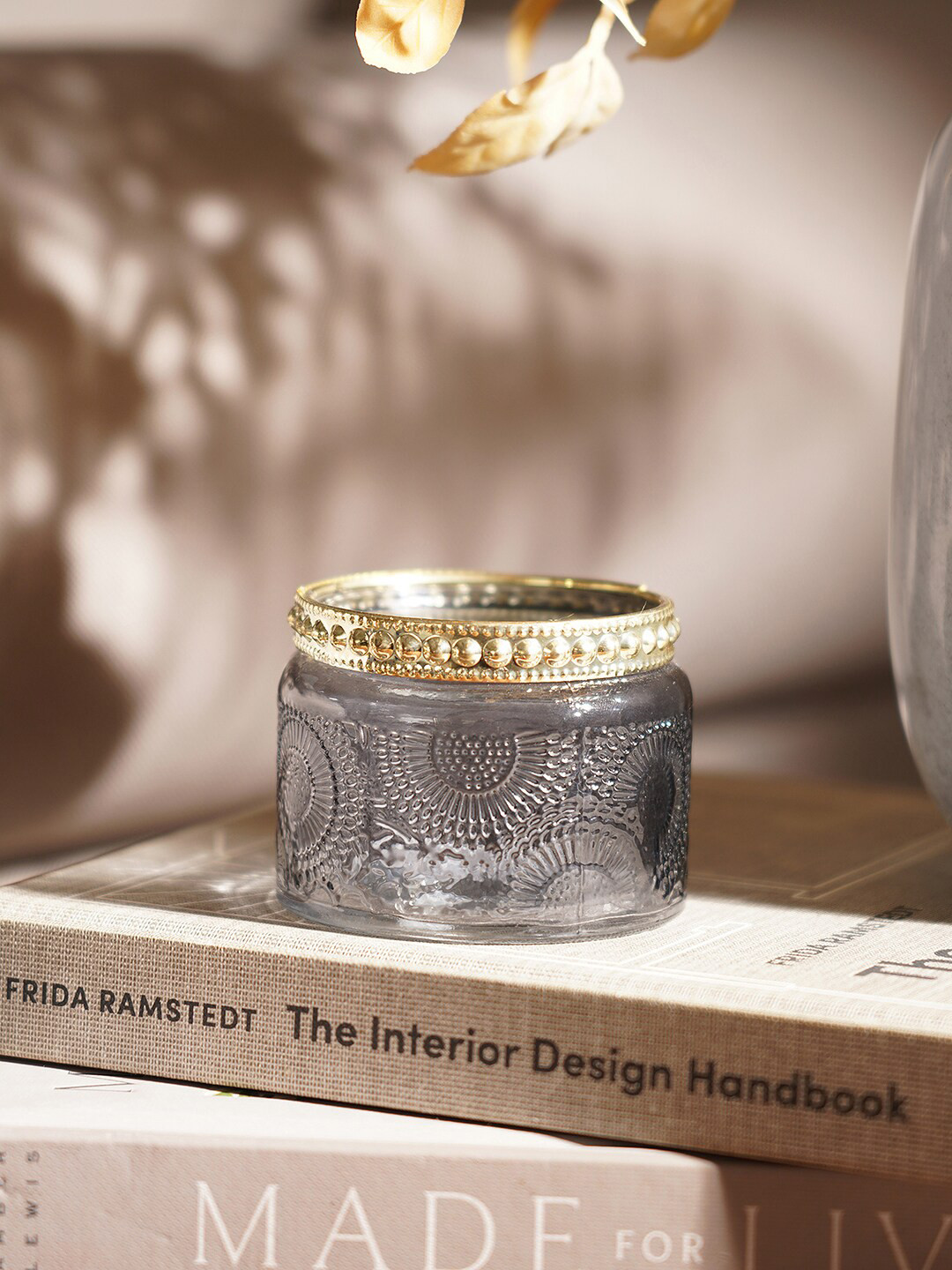 

Pure Home and Living Grey Set Of 4 Textured Glass Tealight Holders