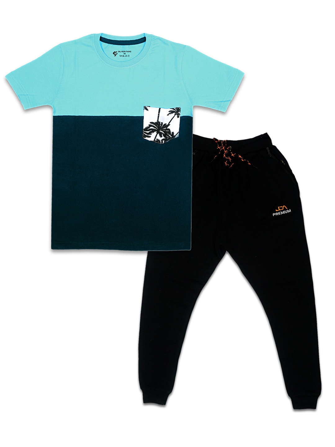 

Silver Fang Boys Blue & Black Colourblocked T-shirt With Pyjamas