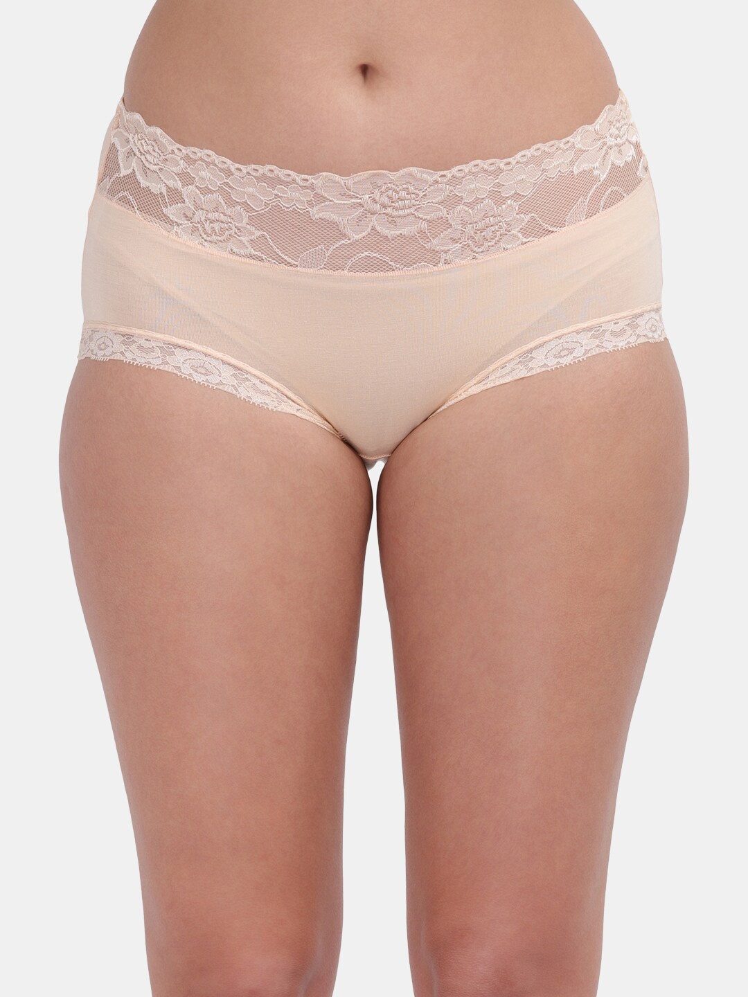 

Amour Secret Women Beige Colored Floral Patterned Anti Odour Hipster Seamless Briefs