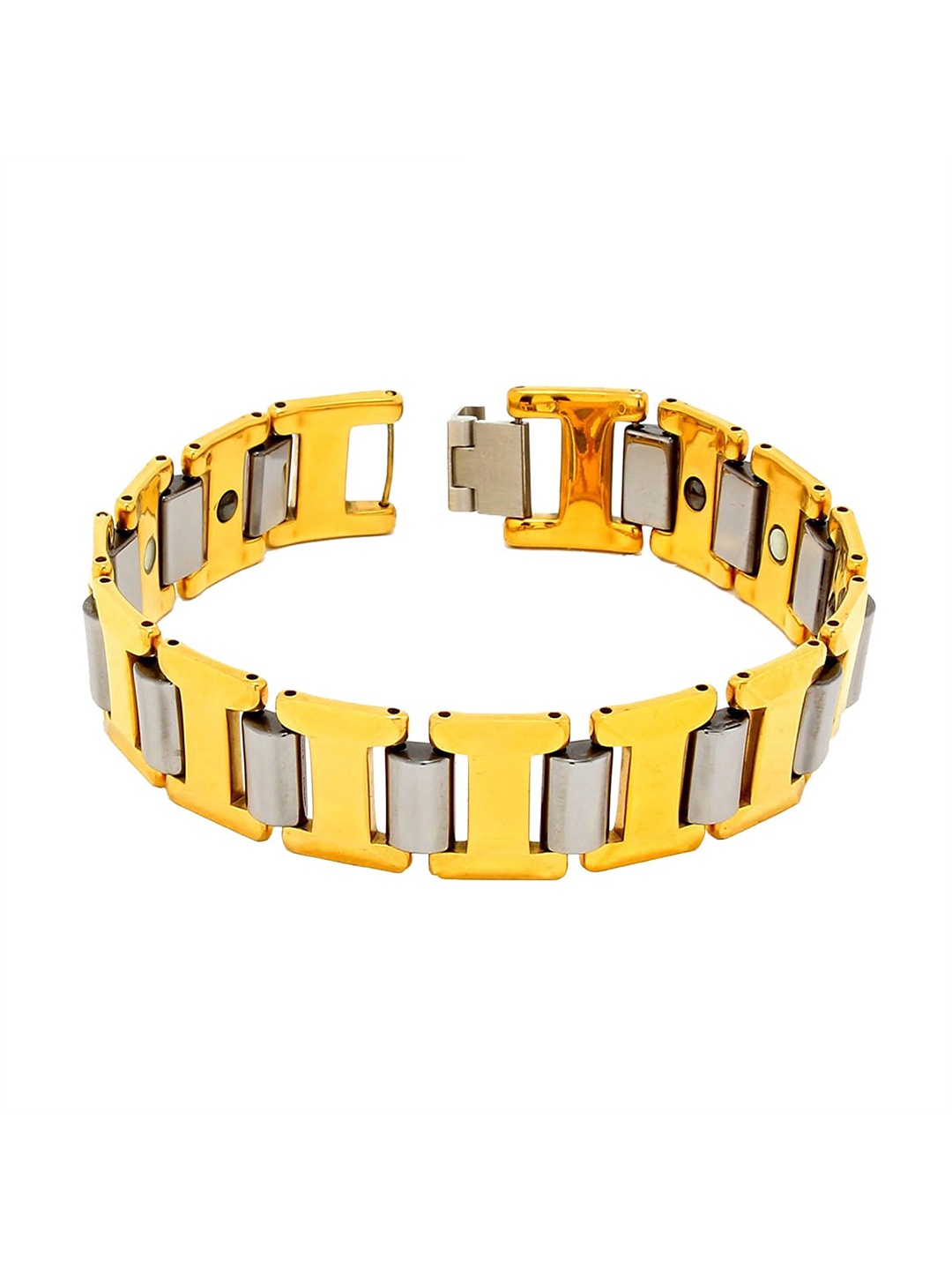 

ZIVOM Men Gold-Toned & Silver-Toned Gold-Plated Link Bracelet