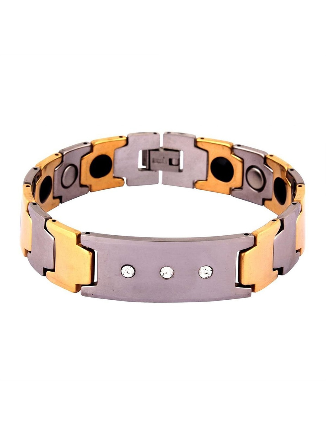 

ZIVOM Men Gold-Toned & Purple Cubic Zirconia Gold-Plated Wraparound Bracelet