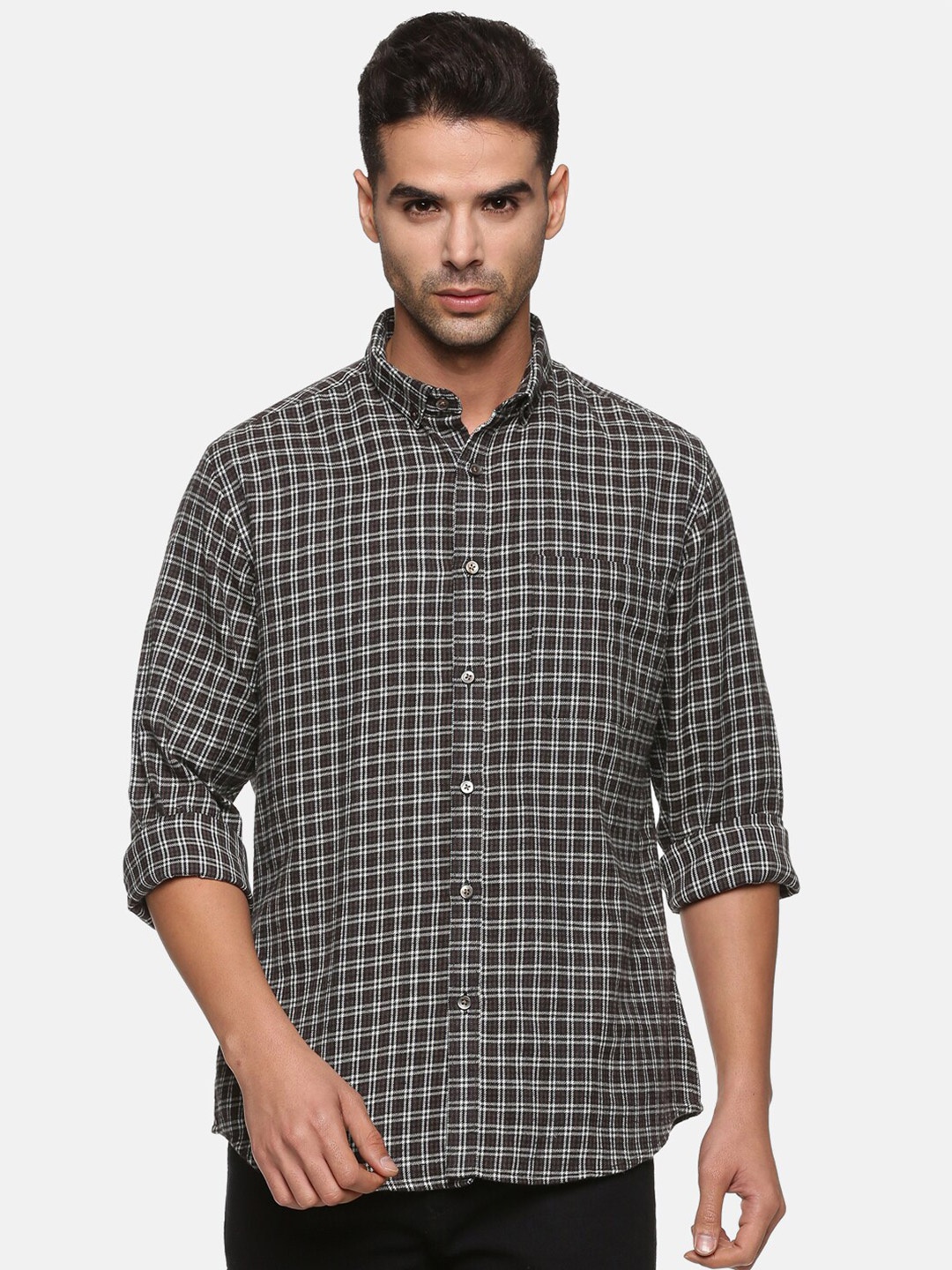 

DON VINO Men Brown Classic Checked Cotton Casual Shirt