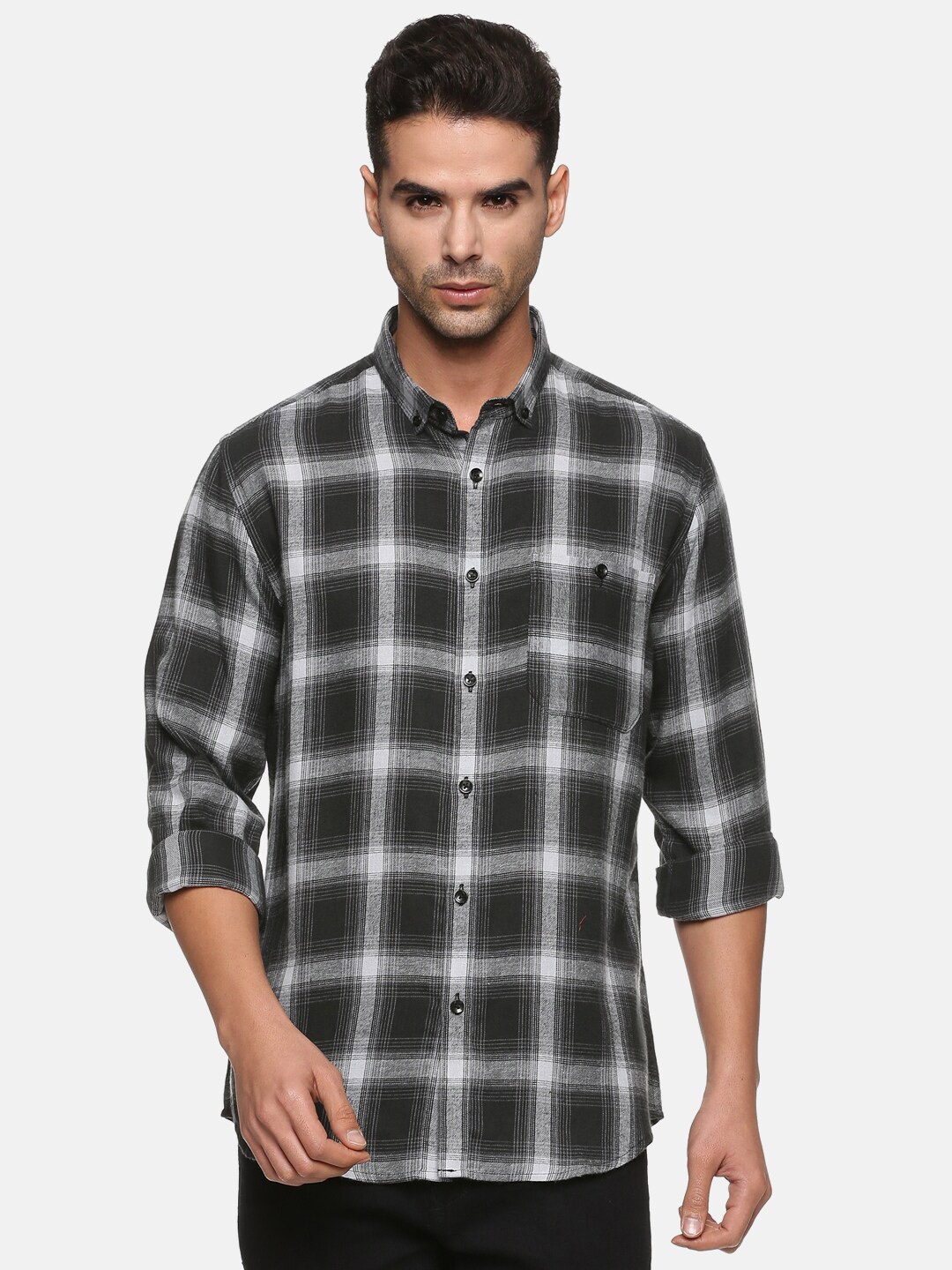 

DON VINO Men Grey Classic Checked Cotton Casual Shirt