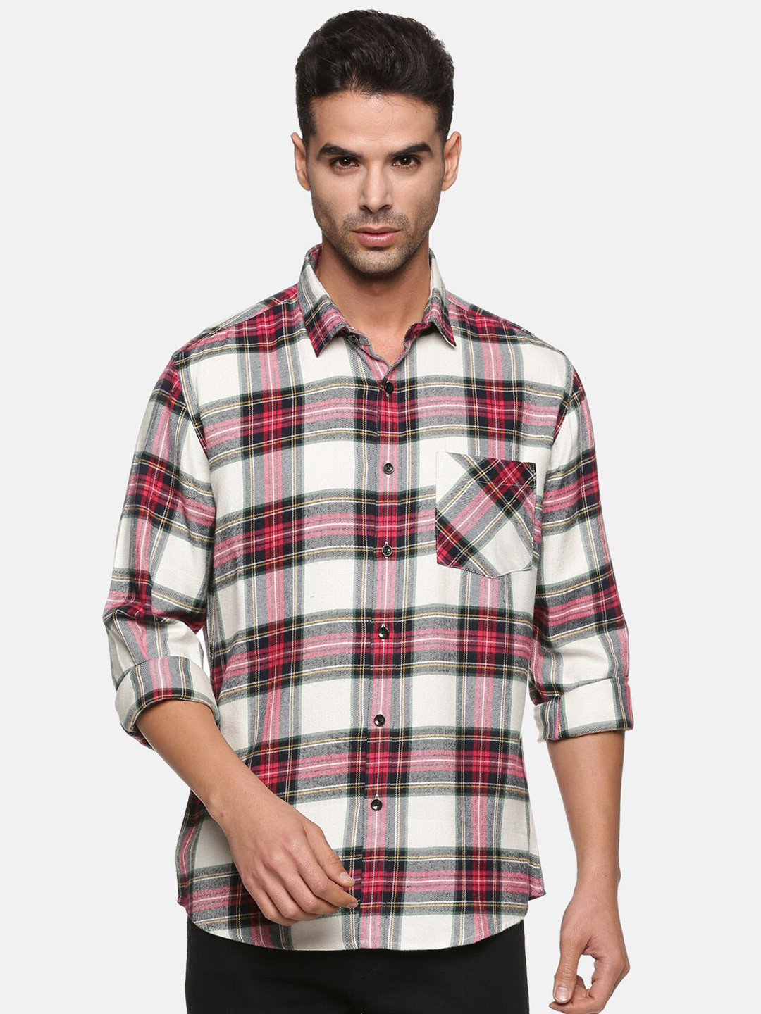 

DON VINO Men Red Classic Checked Cotton Casual Shirt