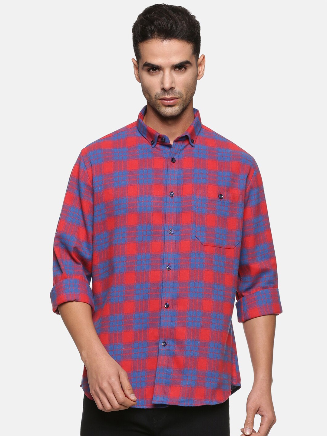 

DON VINO Men Pink Classic Checked Cotton Casual Shirt