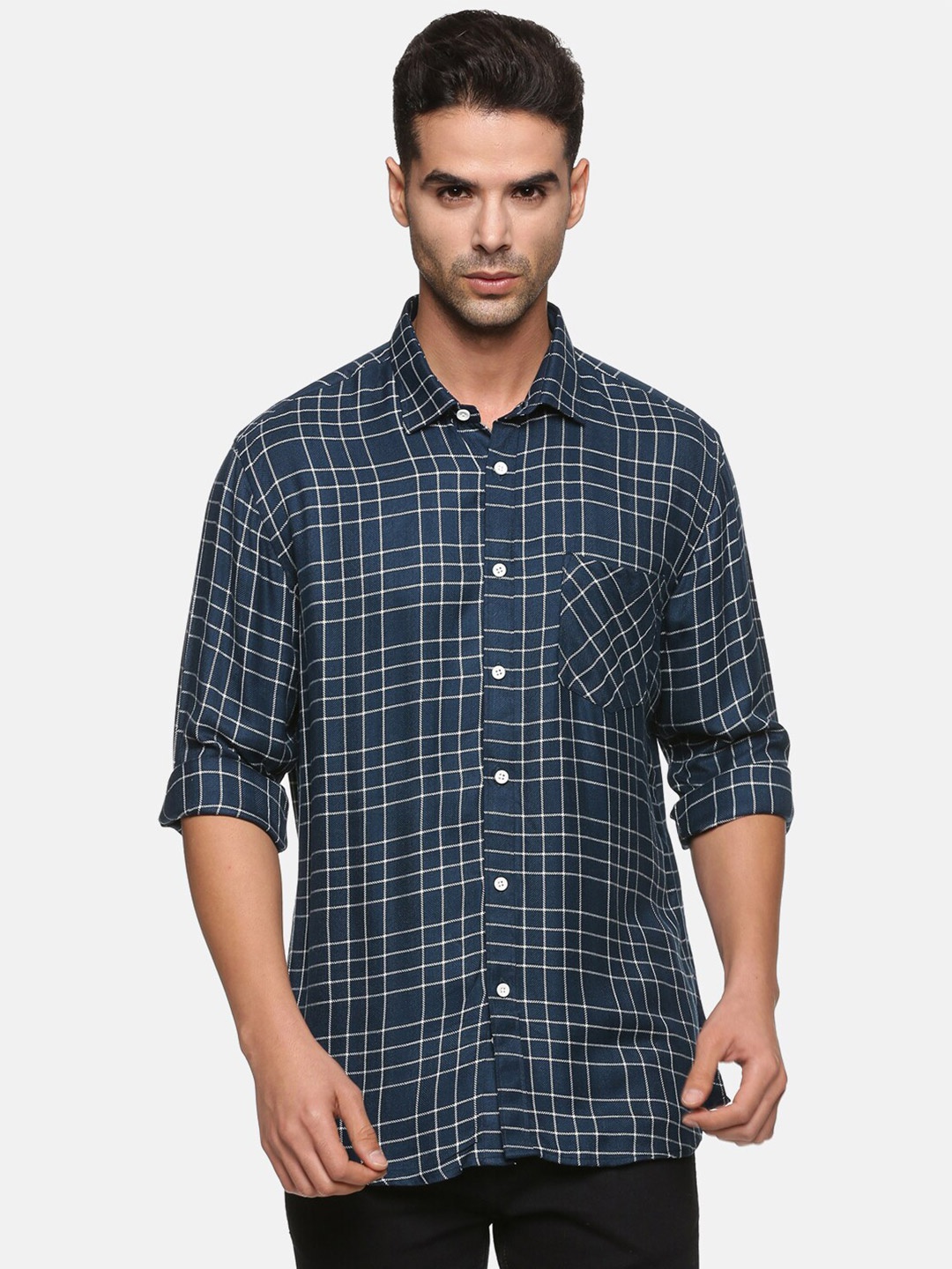 

DON VINO Men Classic Checked Cotton Casual Shirt, Teal