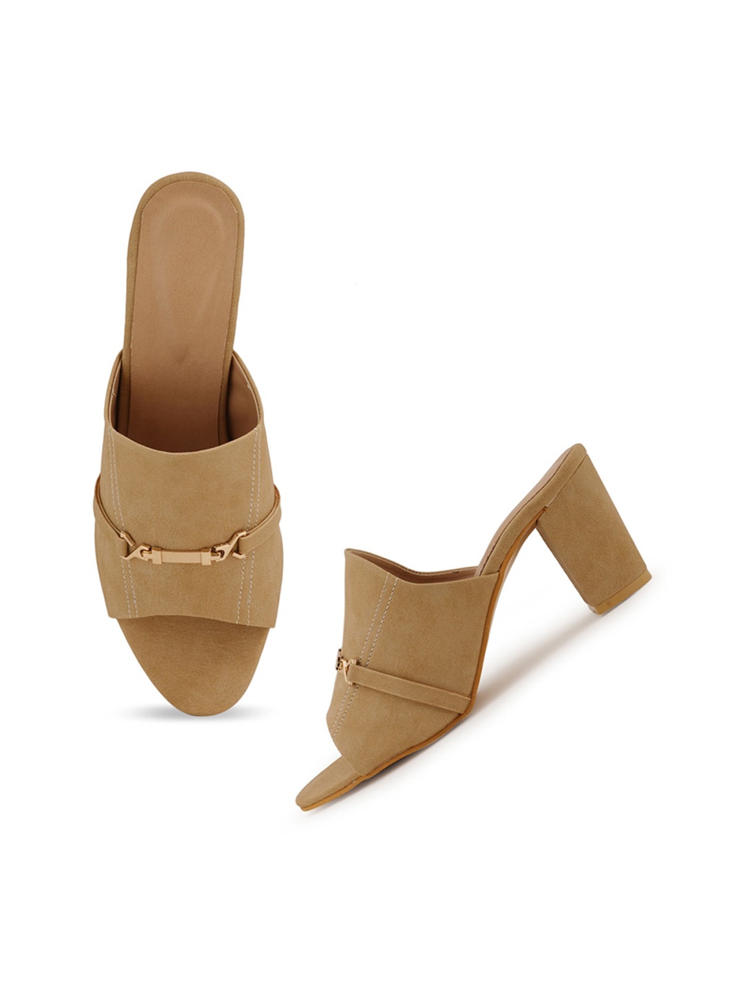 

SCENTRA Beige Block Heels