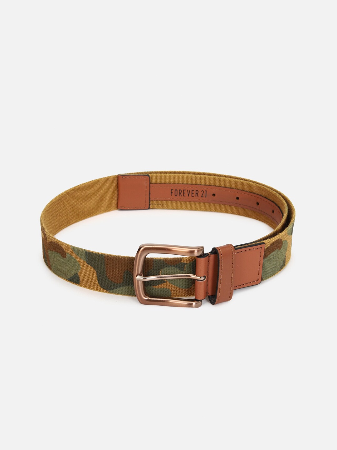 

FOREVER 21 Men Brown Printed Camouflaged PU Belt