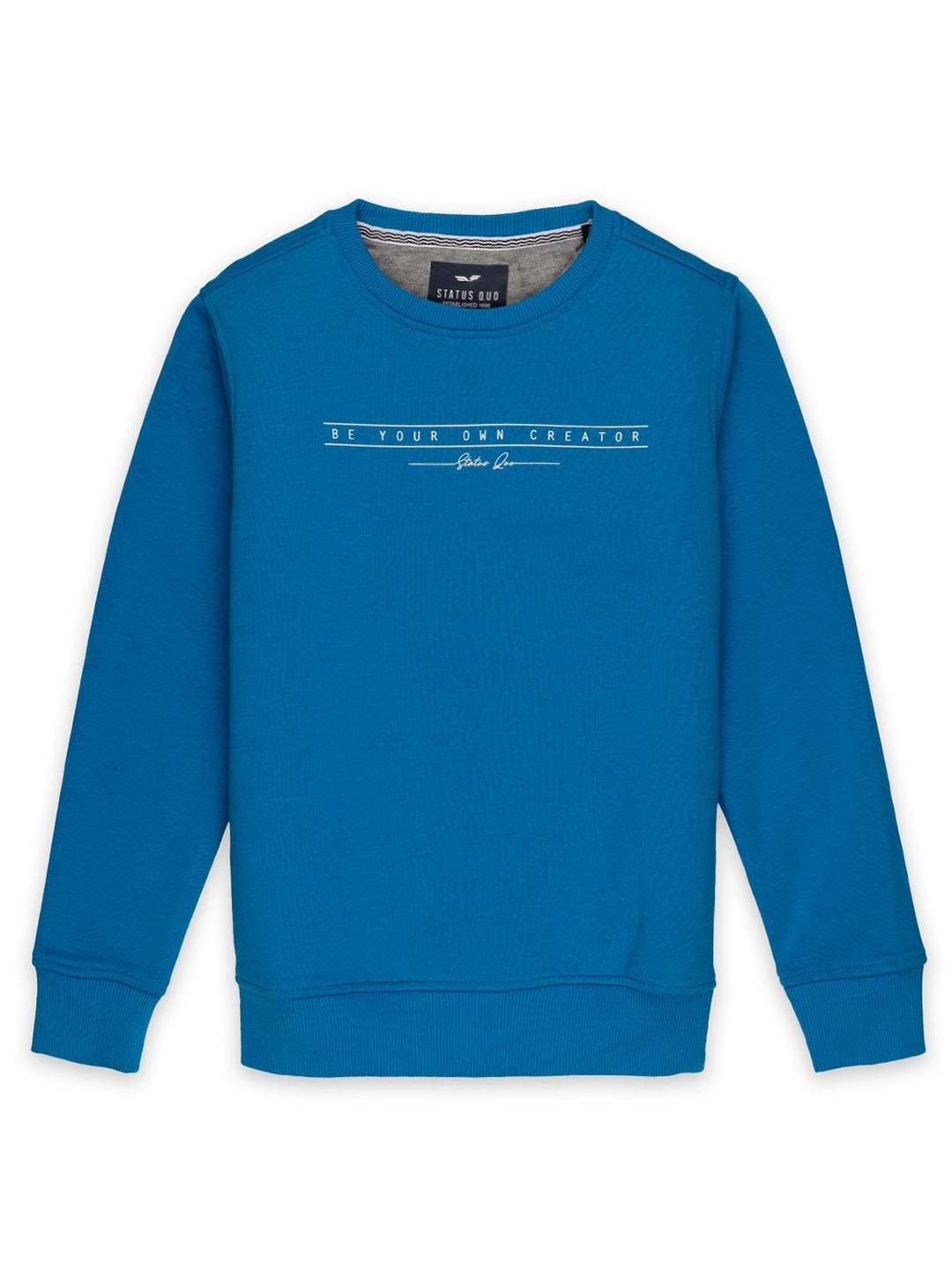 

Status Quo Boys Blue Printed Cotton Round Neck Sweatshirt