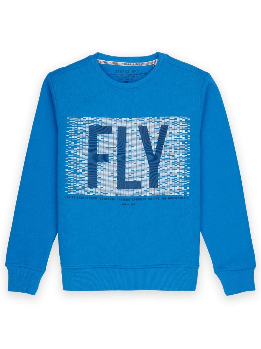 

Status Quo Boys Turquoise Blue Printed Cotton Round Neck Sweatshirt