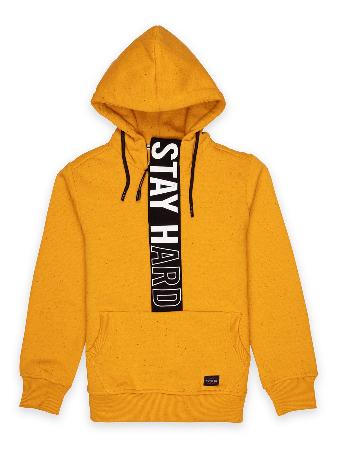 

Status Quo Boys Mustard Yellow Printed Cotton Hooded Sweatshirt