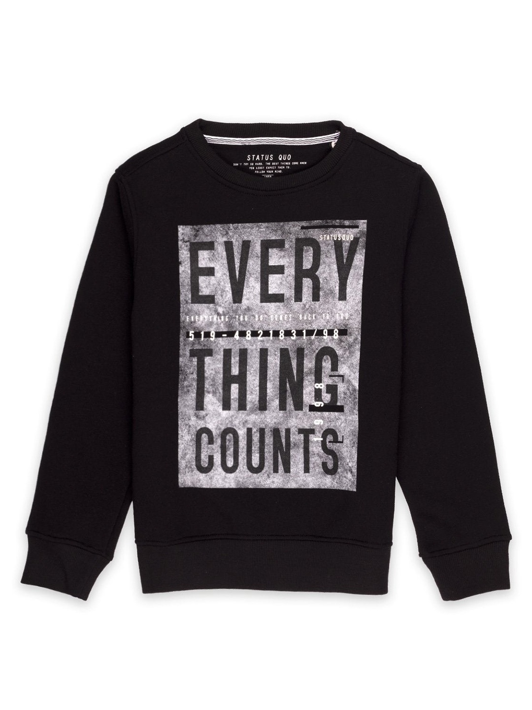 

Status Quo Boys Black Printed Cotton Sweatshirt