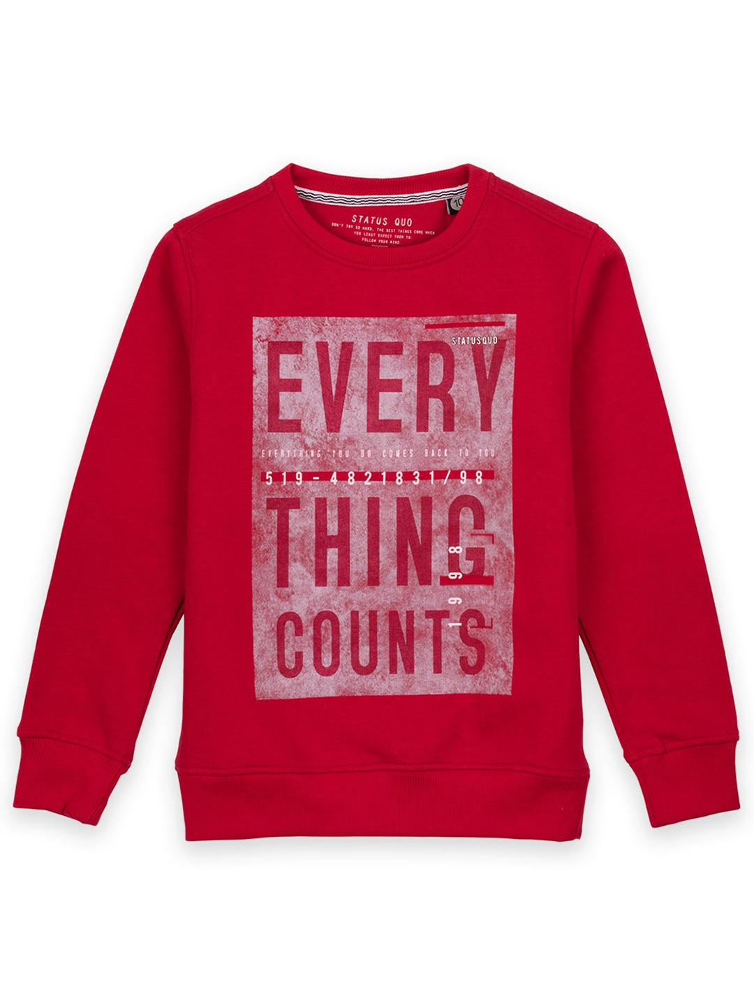 

Status Quo Boys Red Printed Cotton Sweatshirt