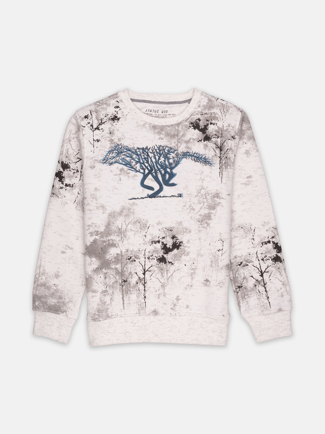 

Status Quo Boys Off White Printed Cotton Sweatshirt