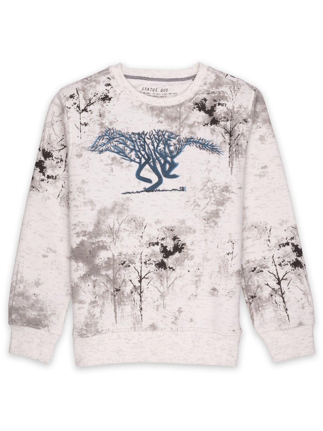 

Status Quo Boys Off White Printed Cotton Sweatshirt