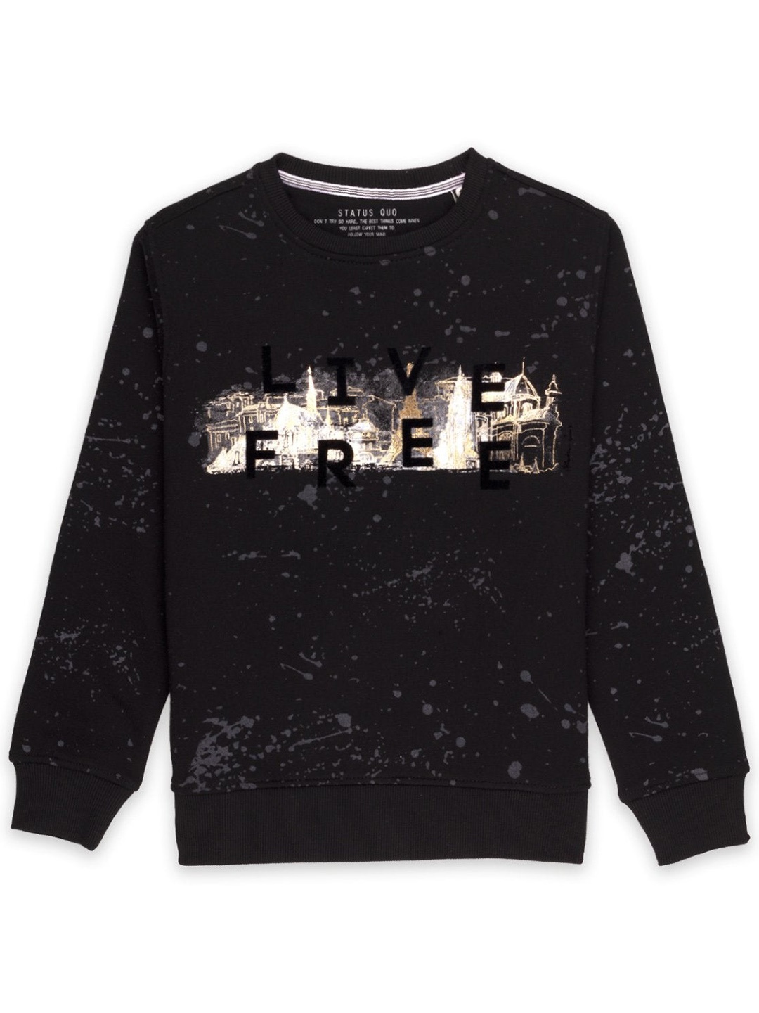 

Status Quo Boys Black Printed Cotton Sweatshirt