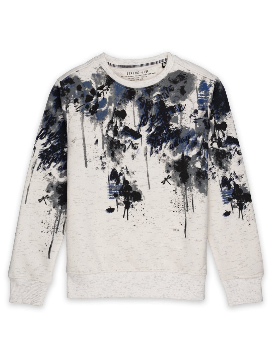

Status Quo Boys Cream-Coloured Printed Cotton Sweatshirt