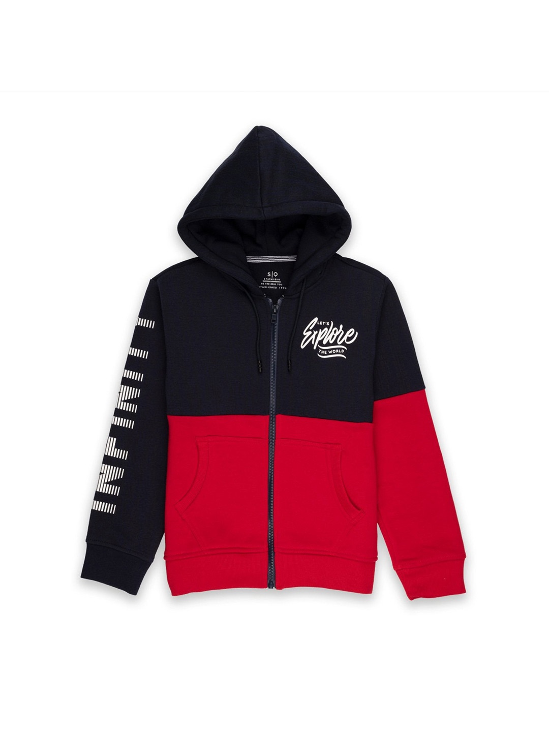 

Status Quo Boys Navy Blue Colourblocked Cotton Sweatshirt