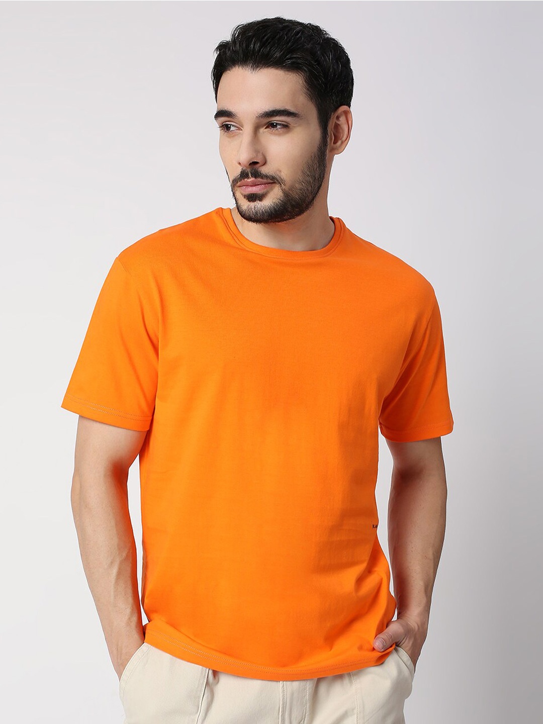 

Blamblack Men Orange Pure Cotton T-shirt