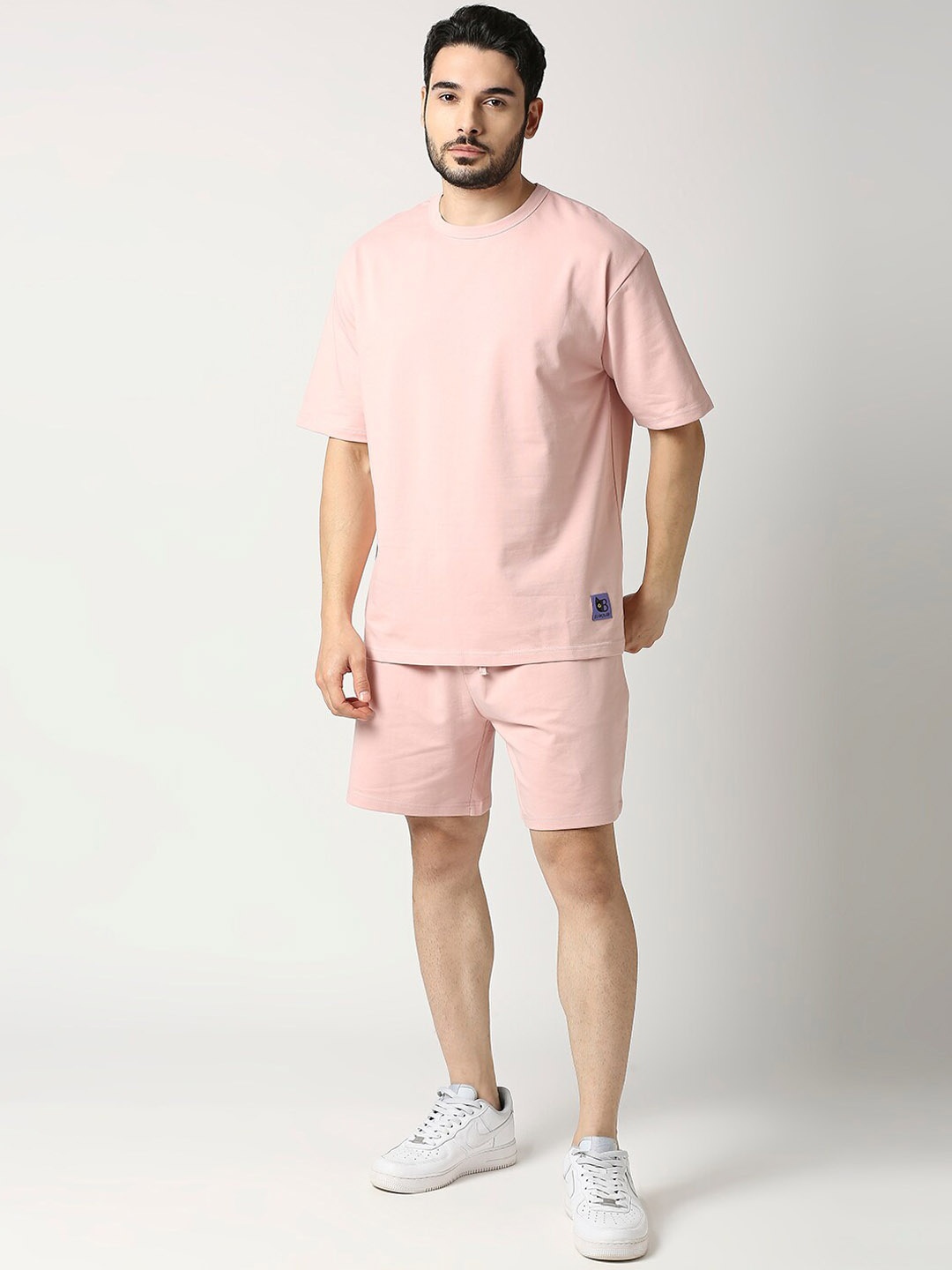 

Blamblack Men Pink T-Shirt With Shorts Co-Ords