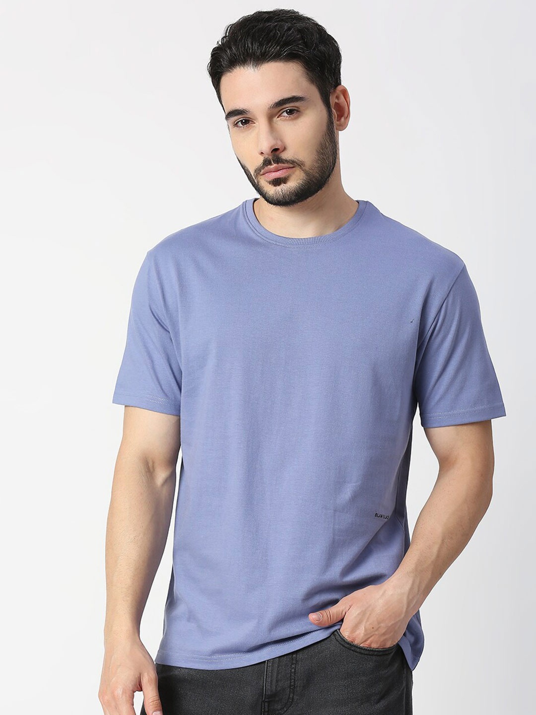 

Blamblack Men Blue Pure Cotton T-shirt