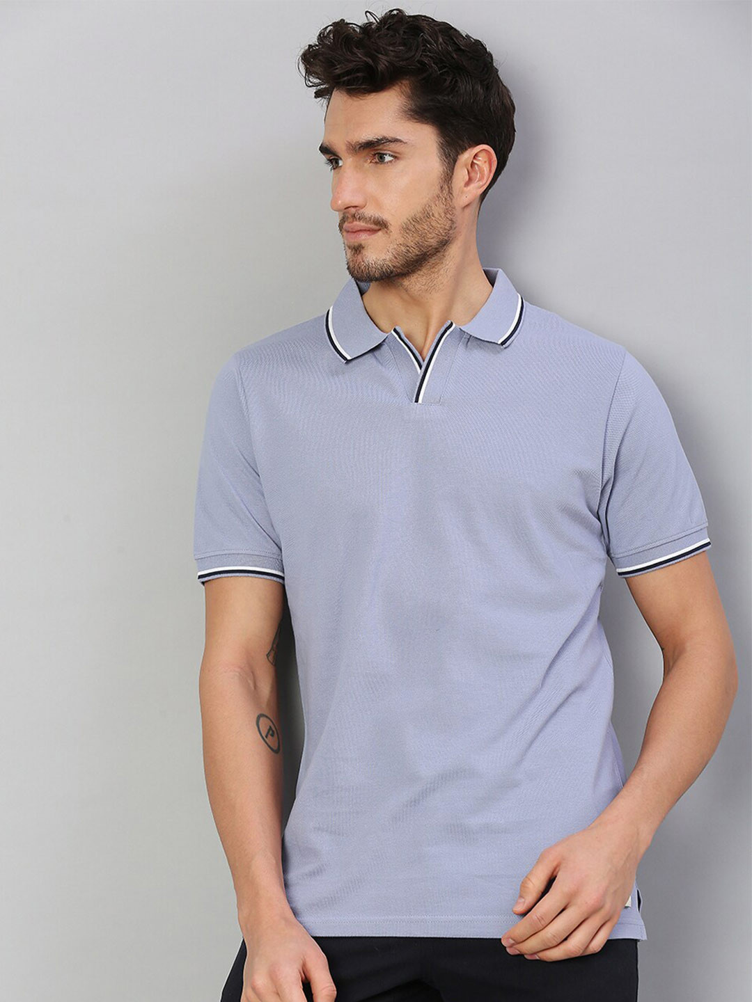 

Dennis Lingo Men Polo Collar Pure Cotton T-shirt, Lavender