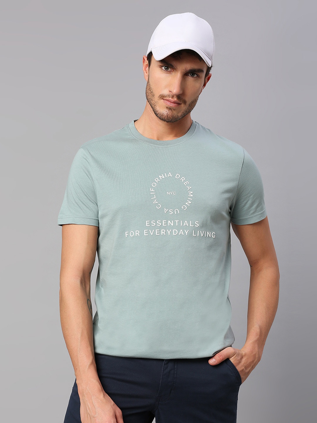 

Dennis Lingo Men Typography Printed Pure Cotton T-shirt, Green