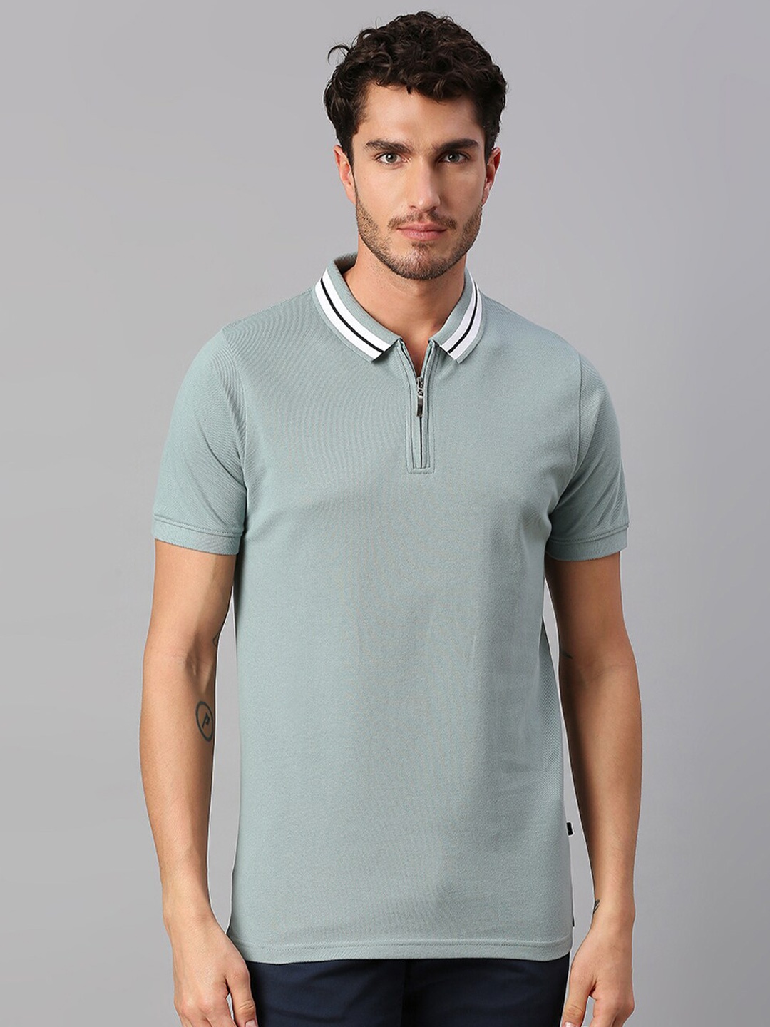 

Dennis Lingo Men Polo Collar Cotton Regular Fit T-shirt, Blue