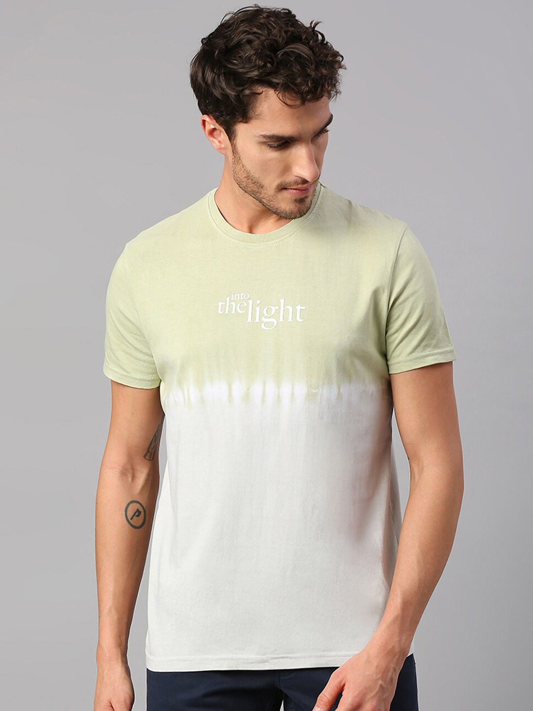 

Dennis Lingo Men Colourblocked Round Neck Cotton T-shirt, Green
