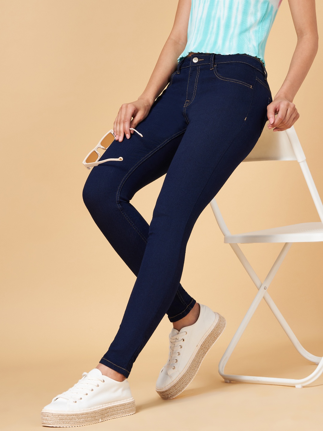 

YU by Pantaloons Women Navy Blue Skinny Fit Jeans