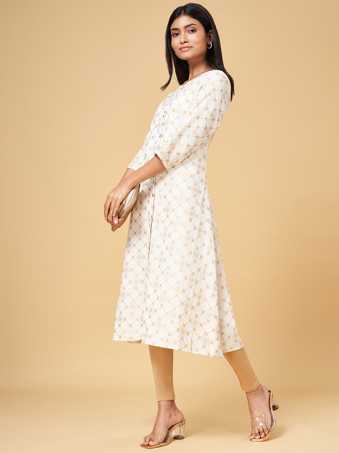 

YU by Pantaloons Printed Cotton Woven Design Kurta, Off white