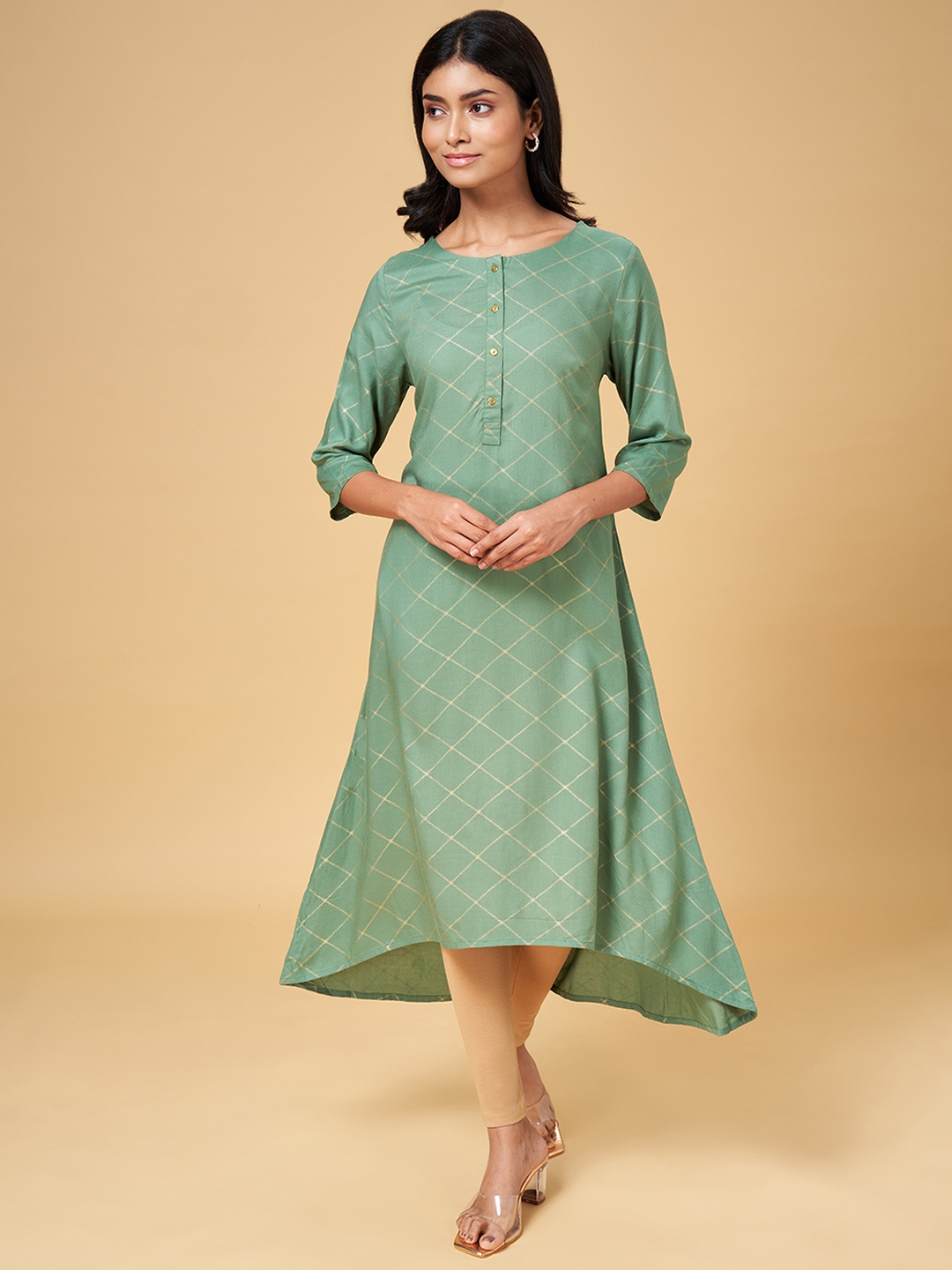 

YU by Pantaloons Women Green Printed Kurta