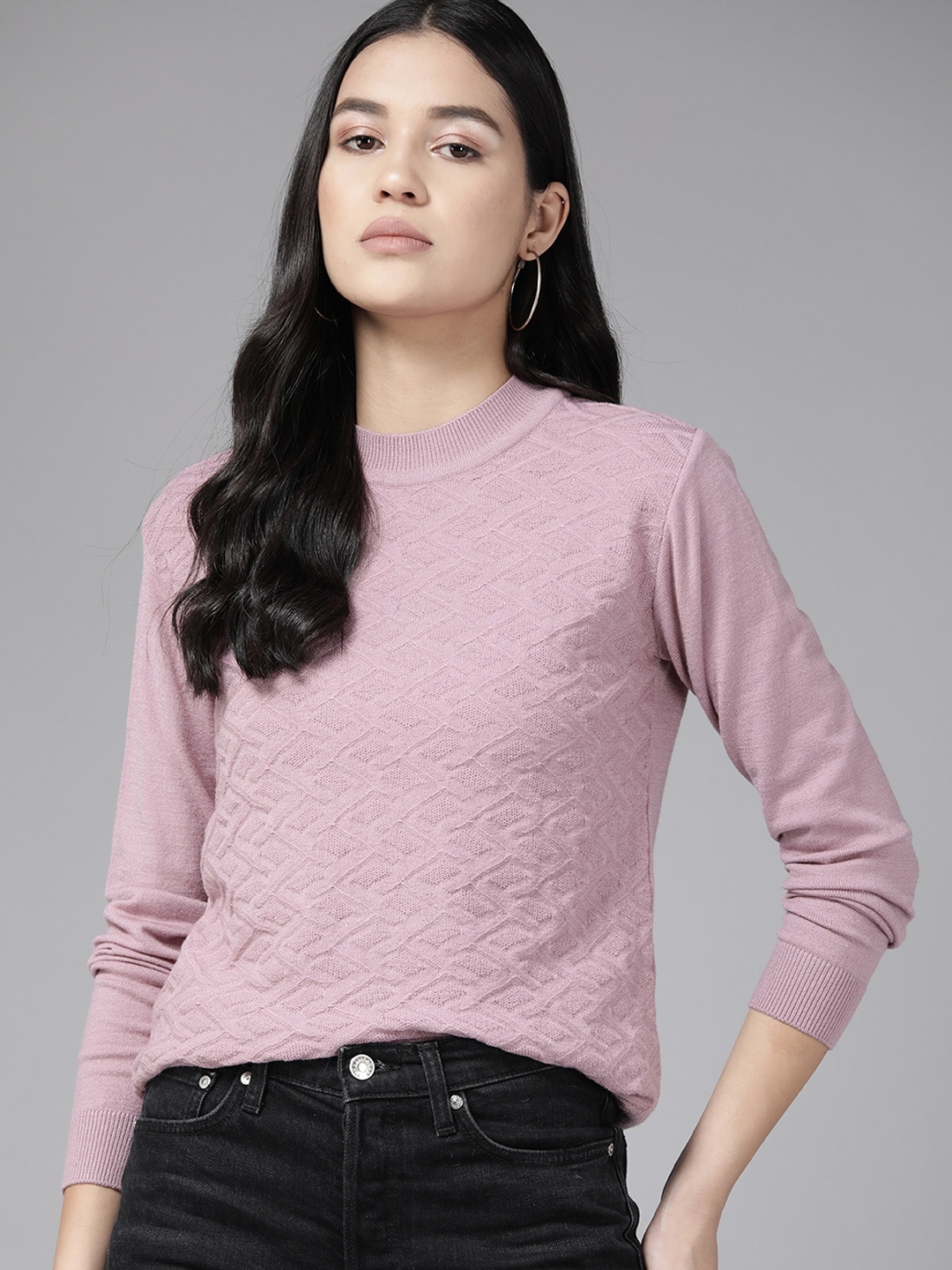 

Roadster The Lifestyle Co. Women Geometric Design Pullover, Lavender