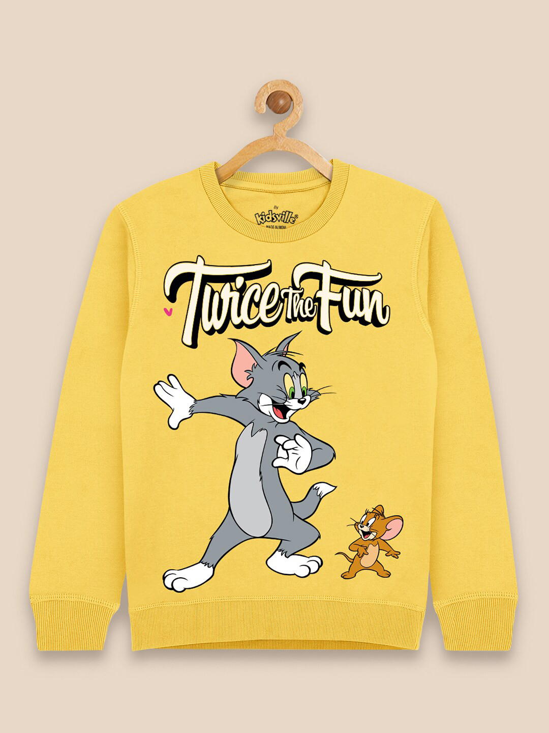 

Kids Ville Girls Tom & Jerry Yellow Printed Sweatshirt