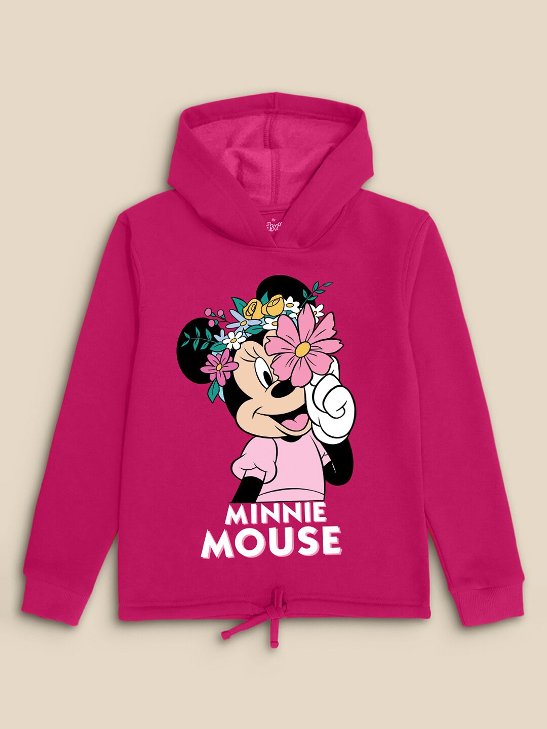 

Kids Ville Girls Pink Mickey & Friends Printed Hooded Sweatshirt