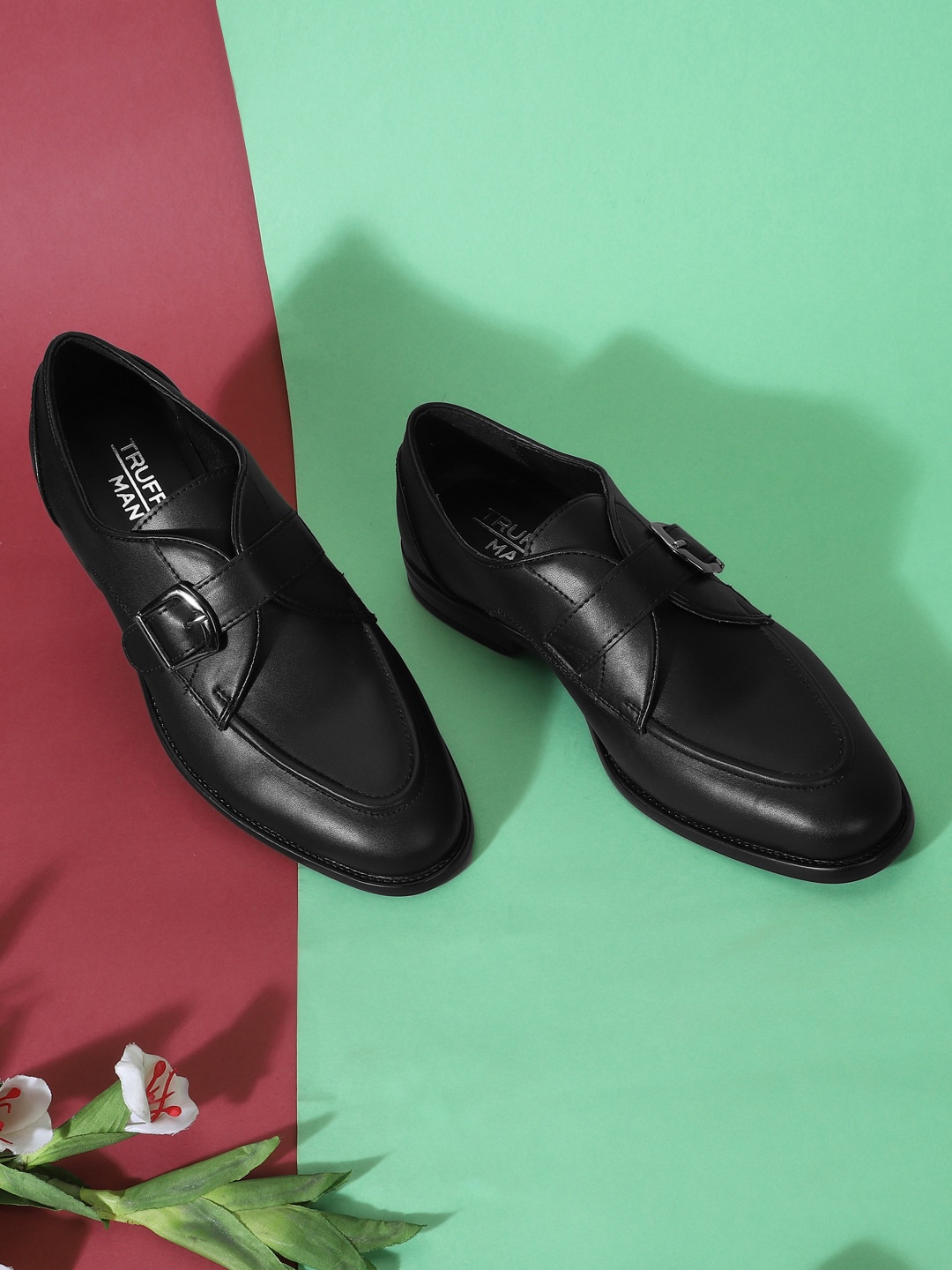 

Truffle Collection Men Black Slip-On Monk Formal Shoes