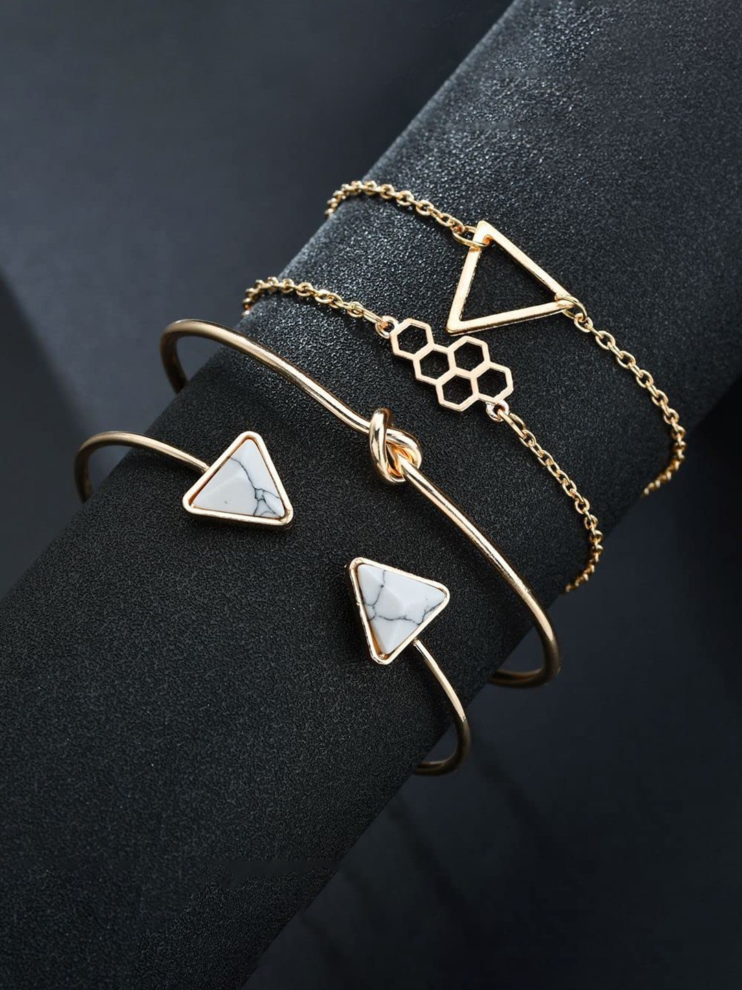 

Fashion Frill Women 4 Gold-Toned & White Gold-Plated Bracelet