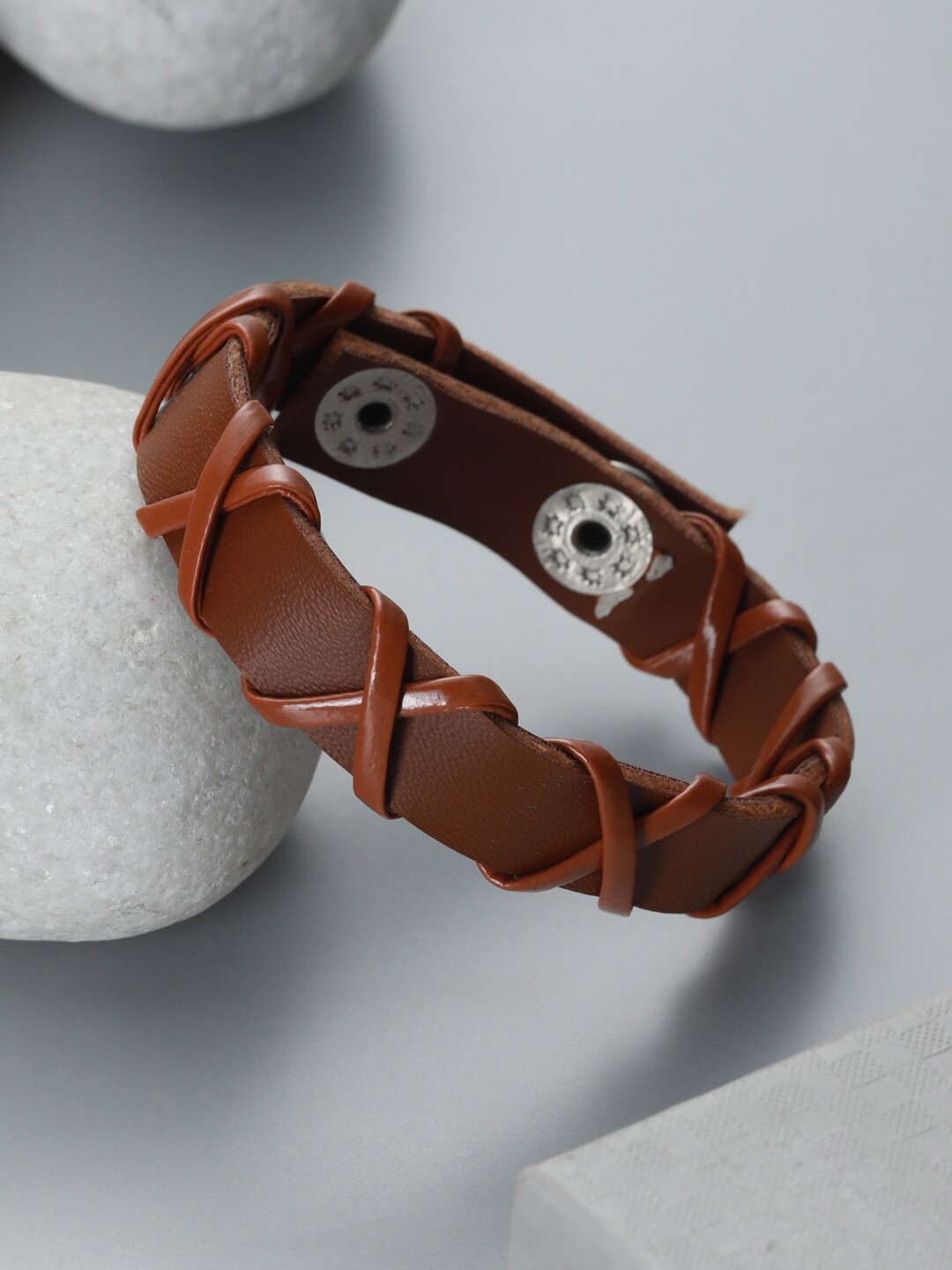 

Priyaasi Men Brown Leather Handcrafted Wraparound Bracelet