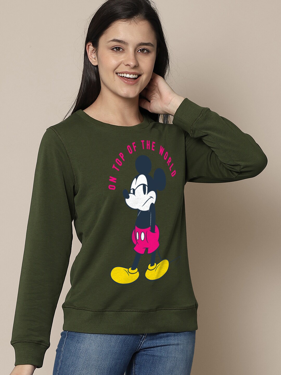 

Free Authority Women Mickey & Friends Green Printed Sweatshirt