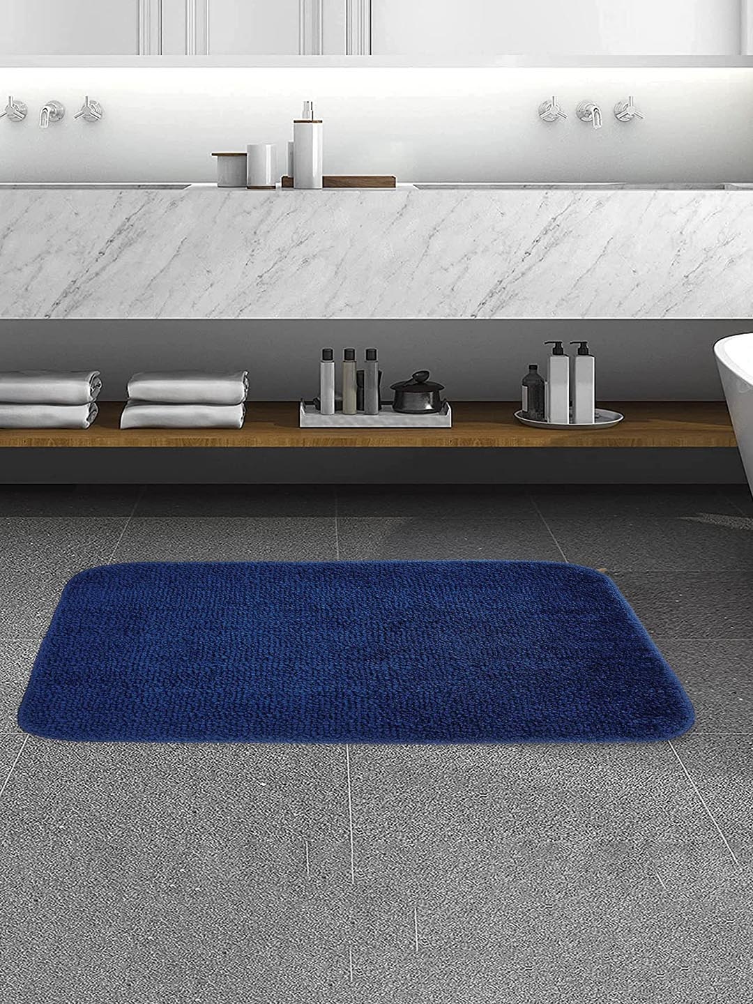 

DALUCI Navy Blue Microfiber 1200 GSM Anti-Slip Bath Rug
