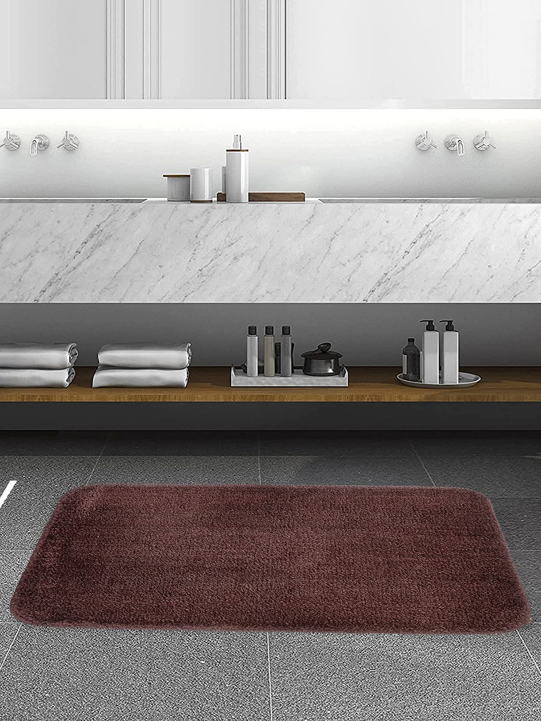 

DALUCI Brown Microfiber 1200 GSM Anti-Slip Bath Rug