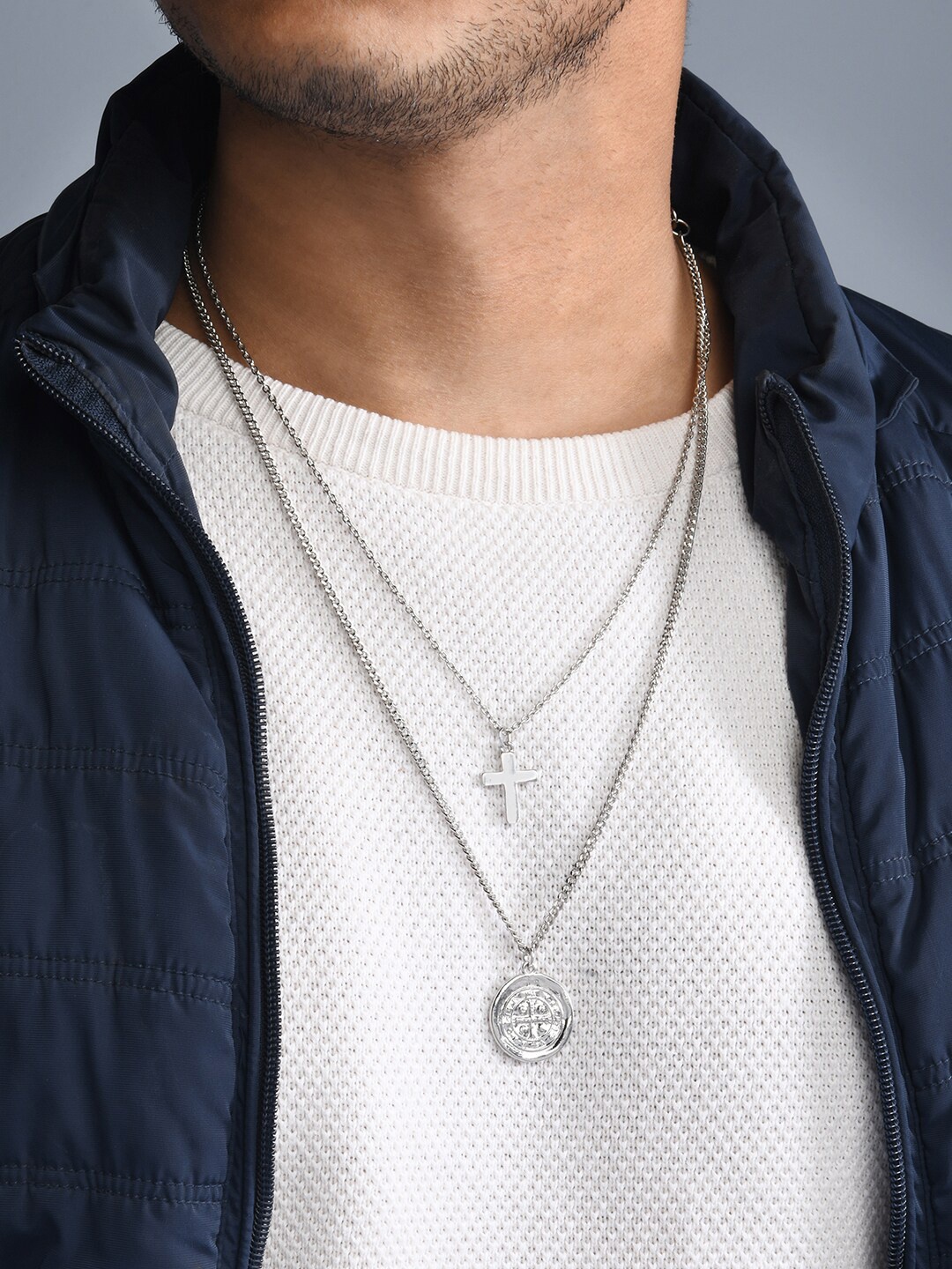 

The Bro Code Men Silver-Plated Layered Necklace