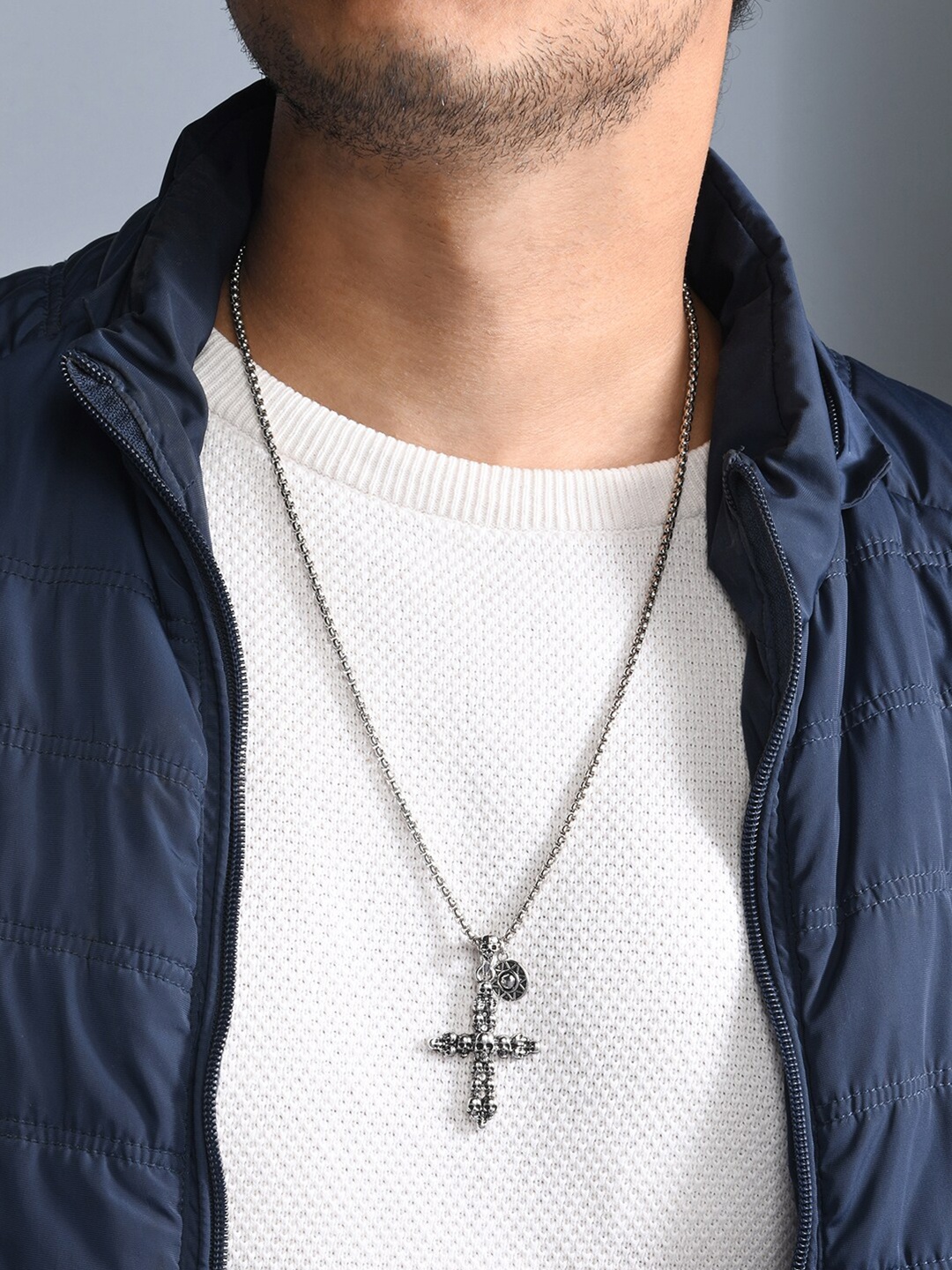 

The Bro Code Men Silver-Plated Silver-Toned Chain