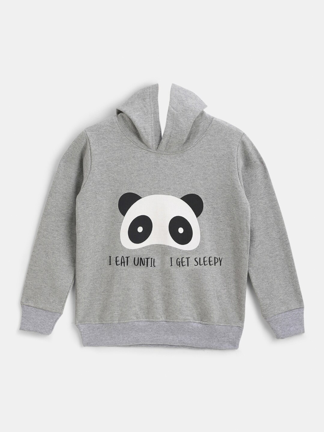 

HERE&NOW Boys Grey & White Printed Hooded Sweatshirt